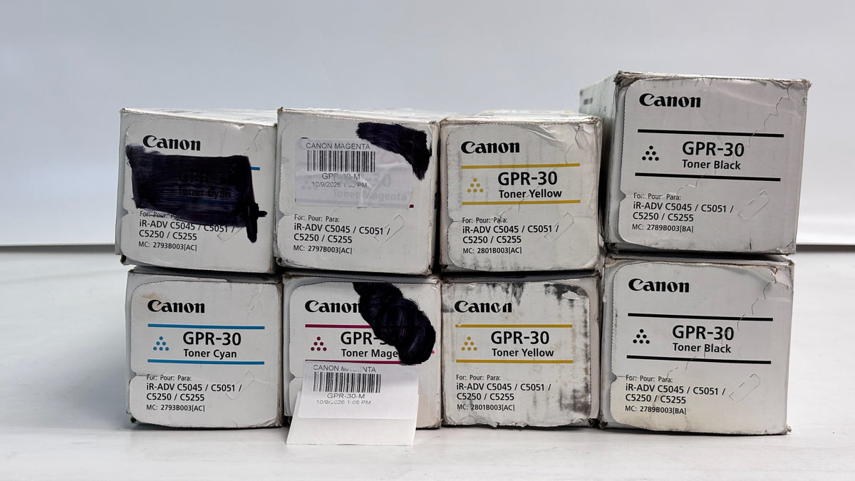8 Genuine Canon IR C5045, C5255, C5250 CCMMYYKK Toners GPR-30