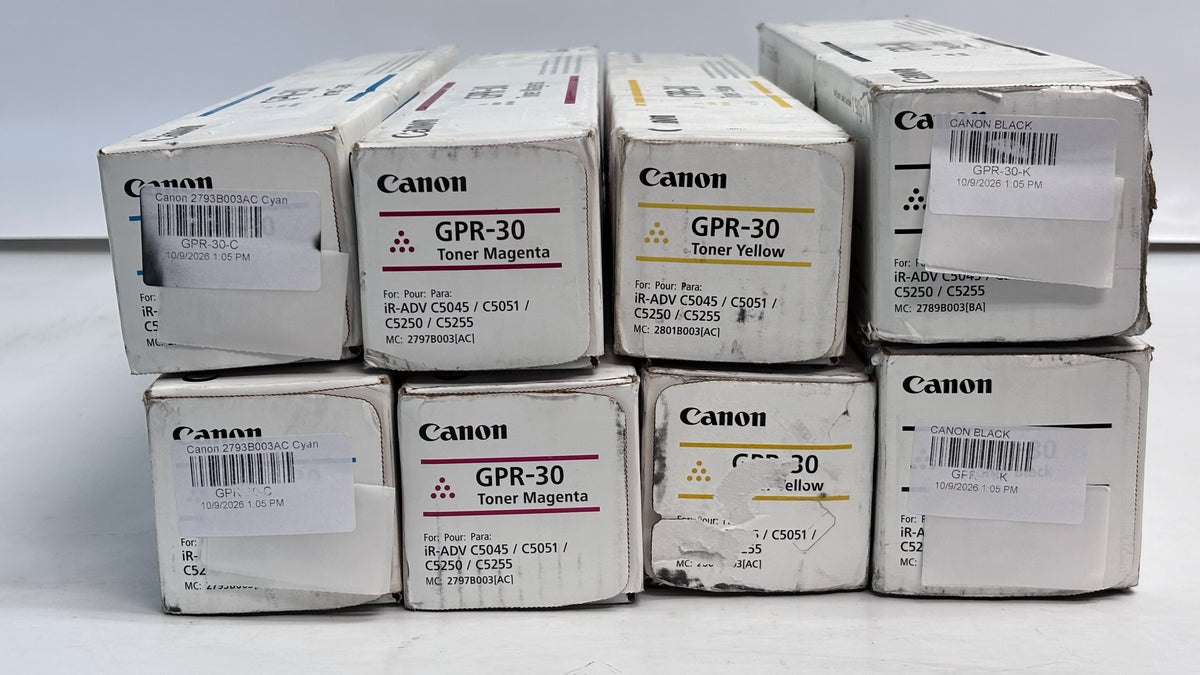 8 Genuine Canon IR C5045, C5255, C5250 CCMMYYKK Toners GPR-30