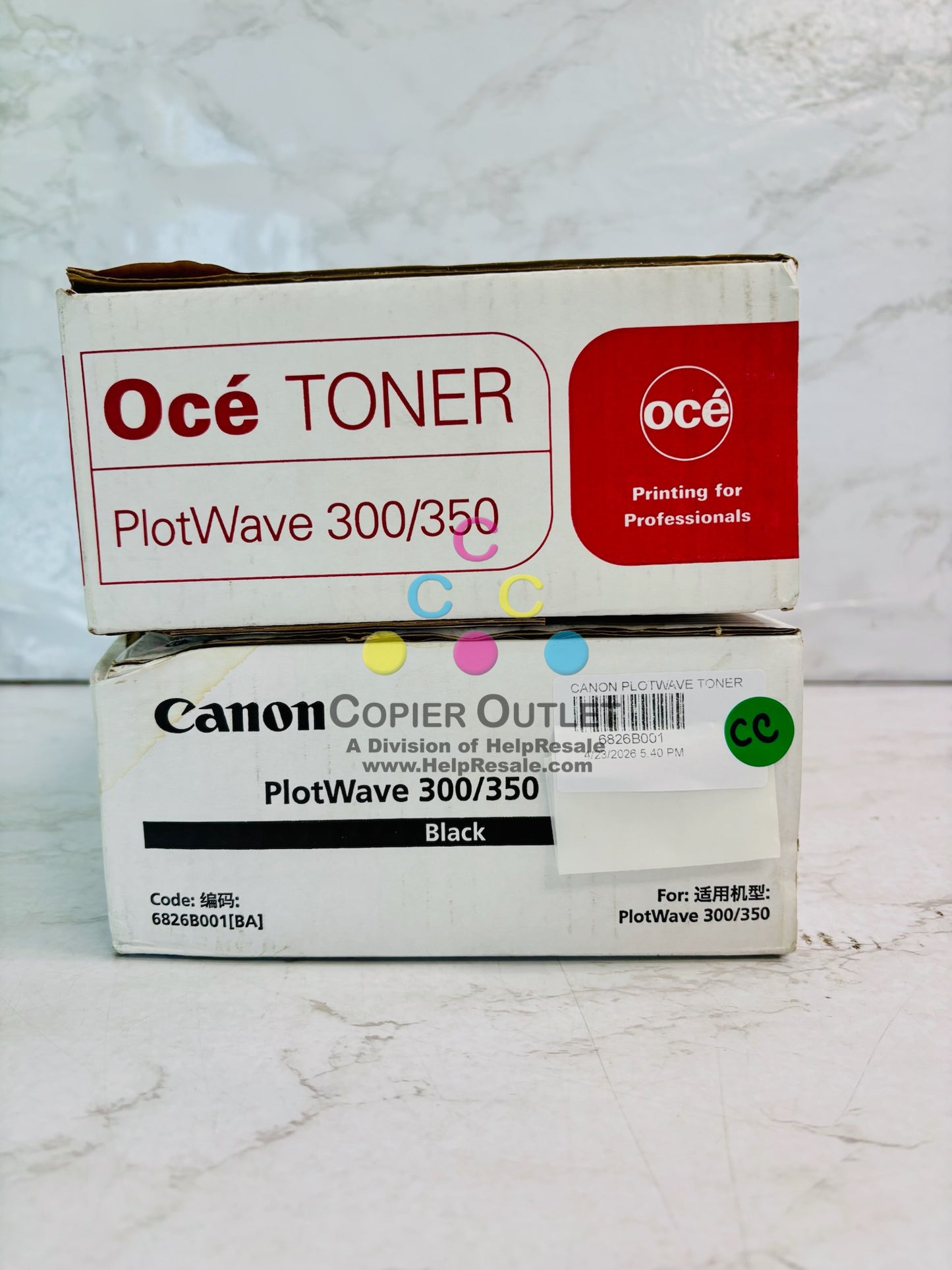 3 Genuine Oce/Canon Open OEM PlotWave 300 Black Toner 6826B001, 1070066394
