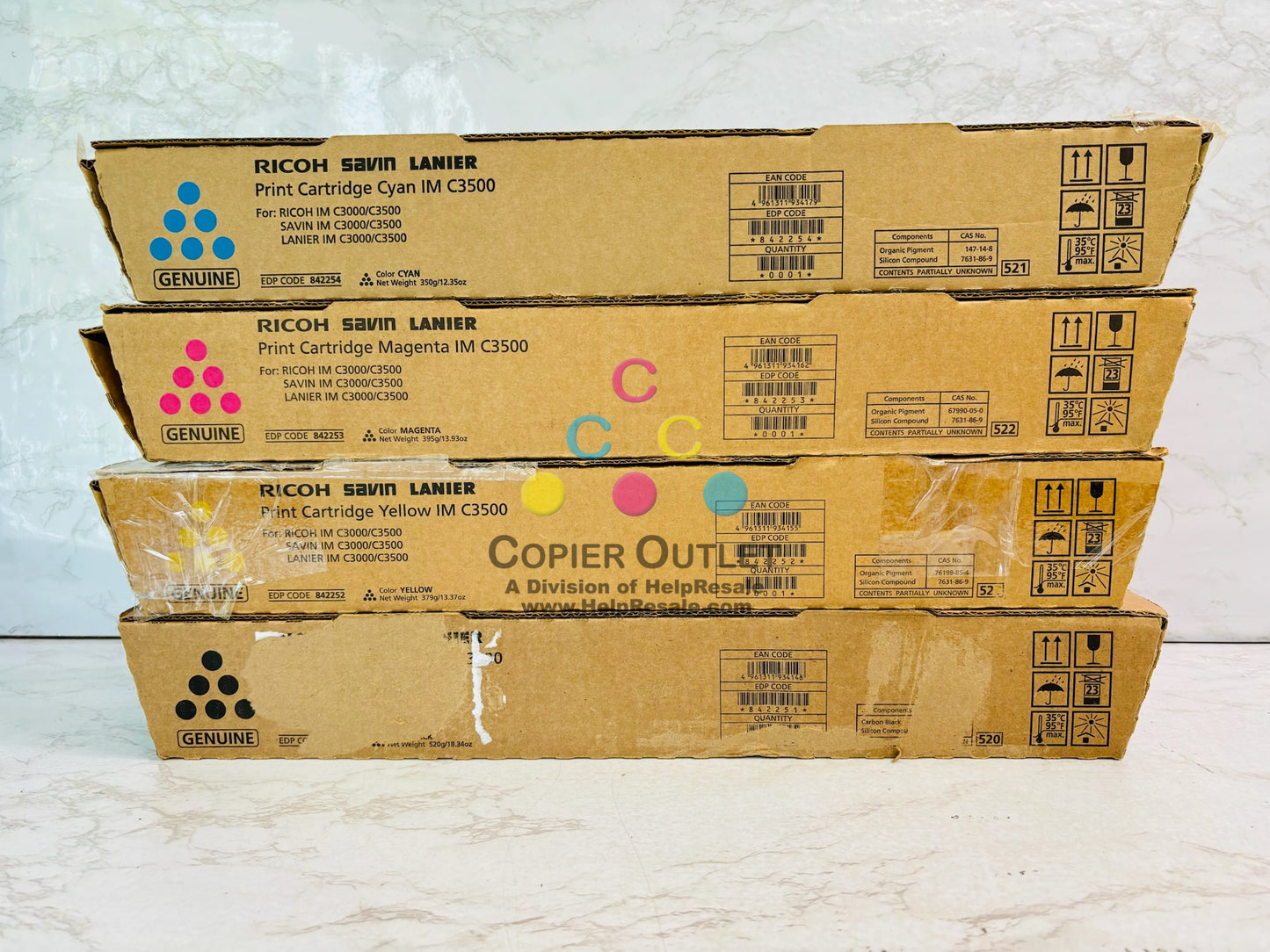 4 Cosmetic OEM  Ricoh IM C3000 Cyan, Magenta, Yellow & Black Toner 842251,52,53,54