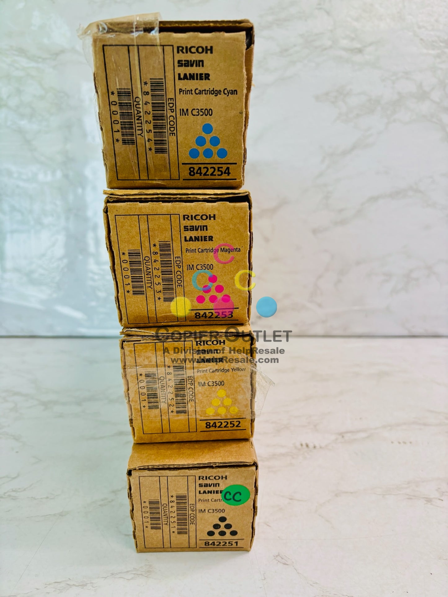 4 Cosmetic OEM  Ricoh IM C3000 Cyan, Magenta, Yellow & Black Toner 842251,52,53,54
