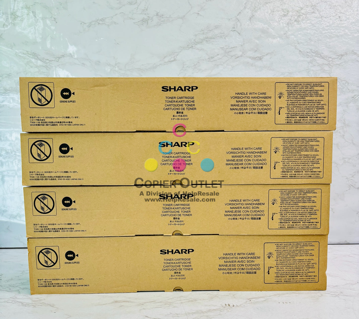 4 Genuine Sharp MX-7081, MX-8081  Magenta, Yellow, & Black Toner MX-80NT MMYK
