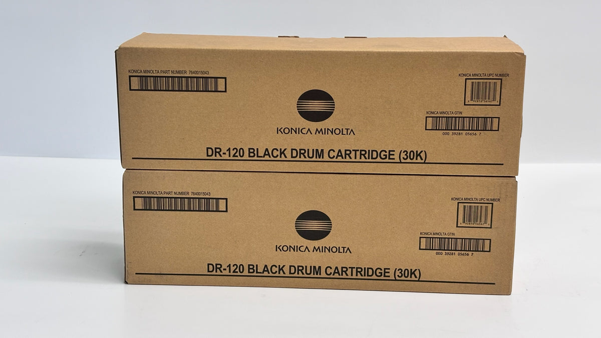 2 Genuine Konica Minolta Bizhub 25 Black Drums DR-120, 7640015043