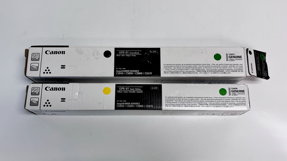 2 Open Box Genuine Canon iRC5840, C5870 Yellow and Black Toners GPR-61YK (Open Black)
