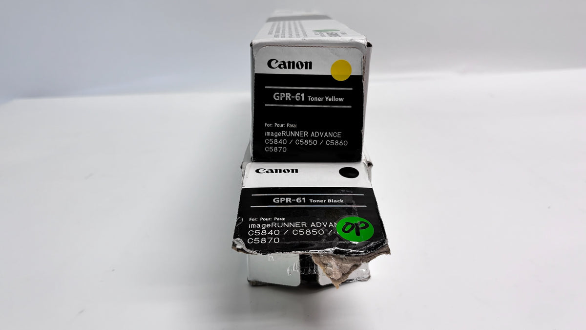 2 Open Box Genuine Canon iRC5840, C5870 Yellow and Black Toners GPR-61YK (Open Black)