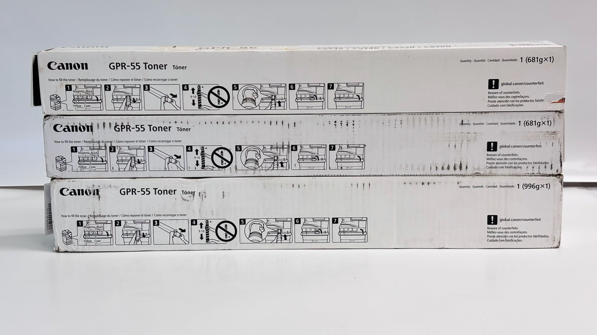 3 Genuine Canon iR Adv. C5535,C5540 Yellow & Black Toners GPR-55 YYK (Bad Box)