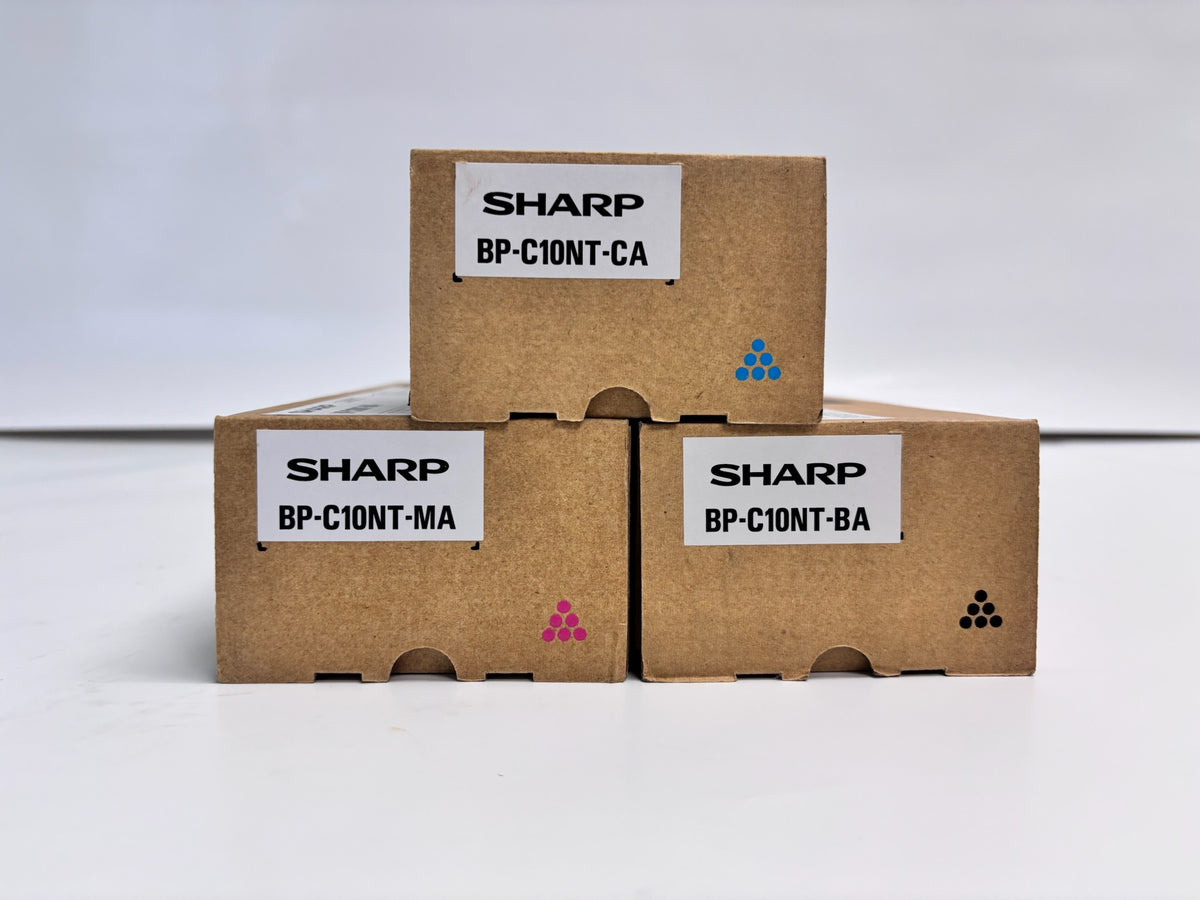 3 Genuine Sharp BPC131PW, BPC131WD Cyan, Magenta & Black Toner BP-C10NT-CA,MA,BA