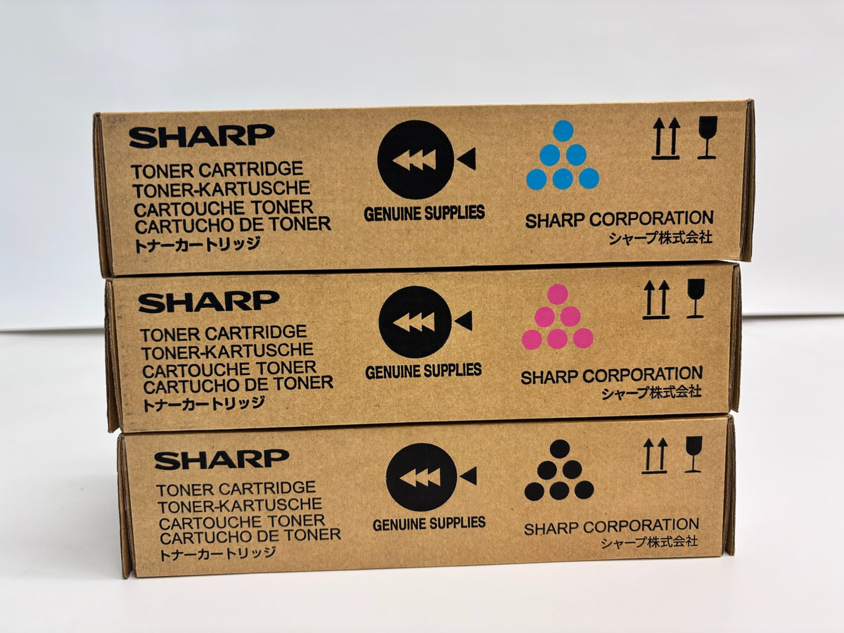 3 Genuine Sharp BPC131PW, BPC131WD Cyan, Magenta & Black Toner BP-C10NT-CA,MA,BA
