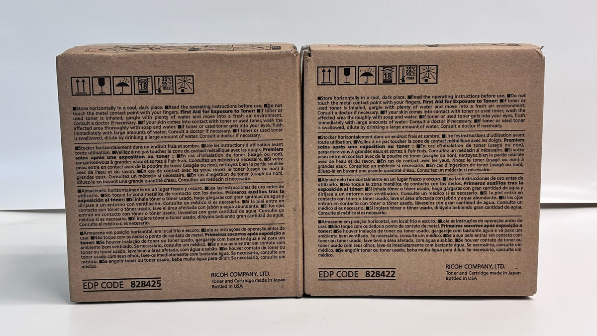 2 Genuine Ricoh Pro C5200S, Pro C5210s Cyan & Black Toners 828422, 828425