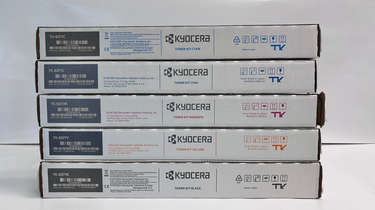 5 Genuine Kyocera TASKalfa 3554ci Cyan, Magenta, Yellow & Black Toners TK-8377 CCMYK (bad box)