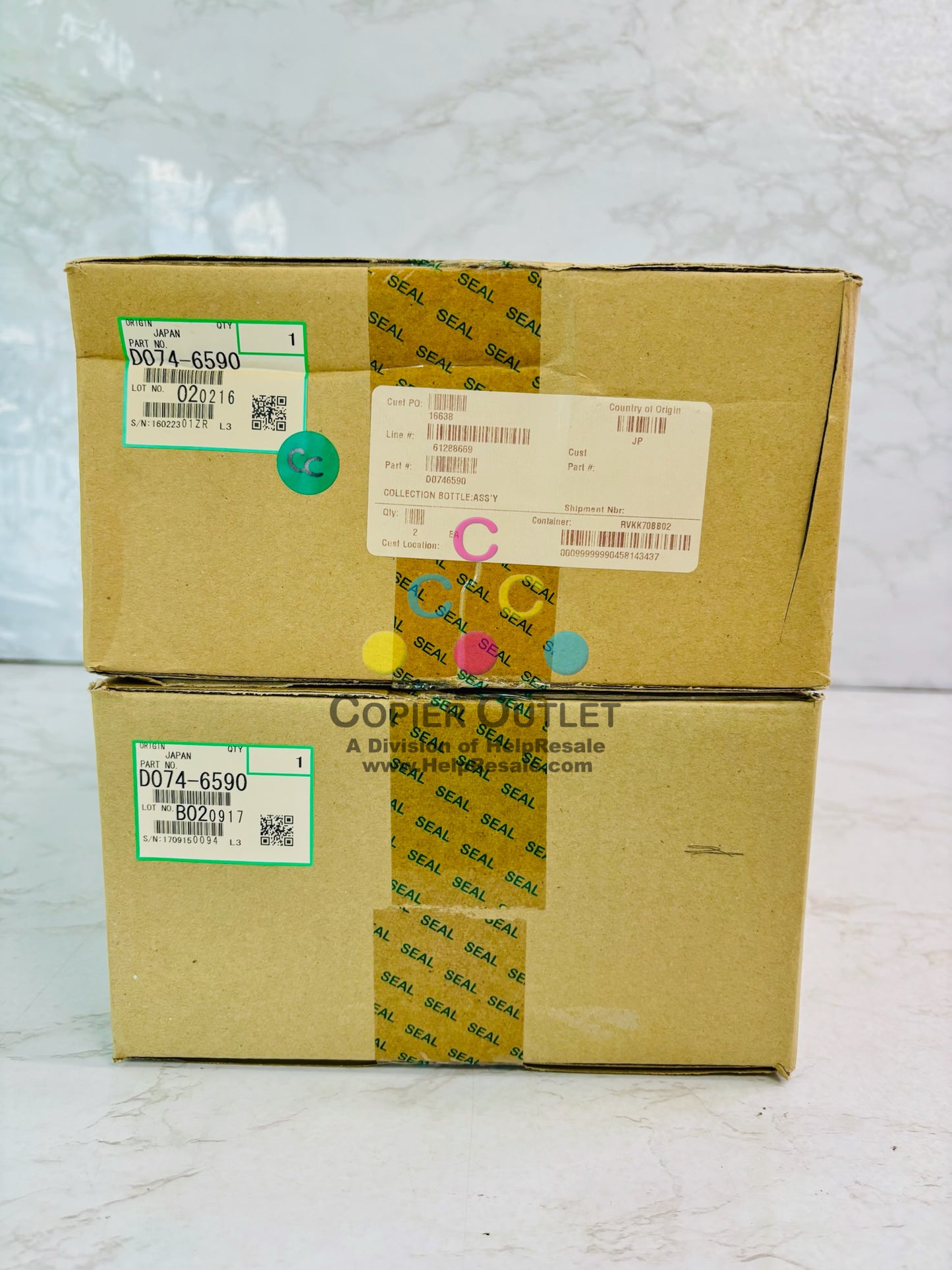 2 Genuine Ricoh Pro C651EX, C7100 Waste Toner Bottle D074-6590, D0746590