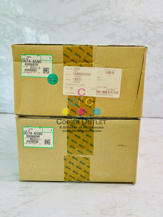 2 Genuine Ricoh Pro C651EX, C7100 Waste Toner Bottle D074-6590, D0746590