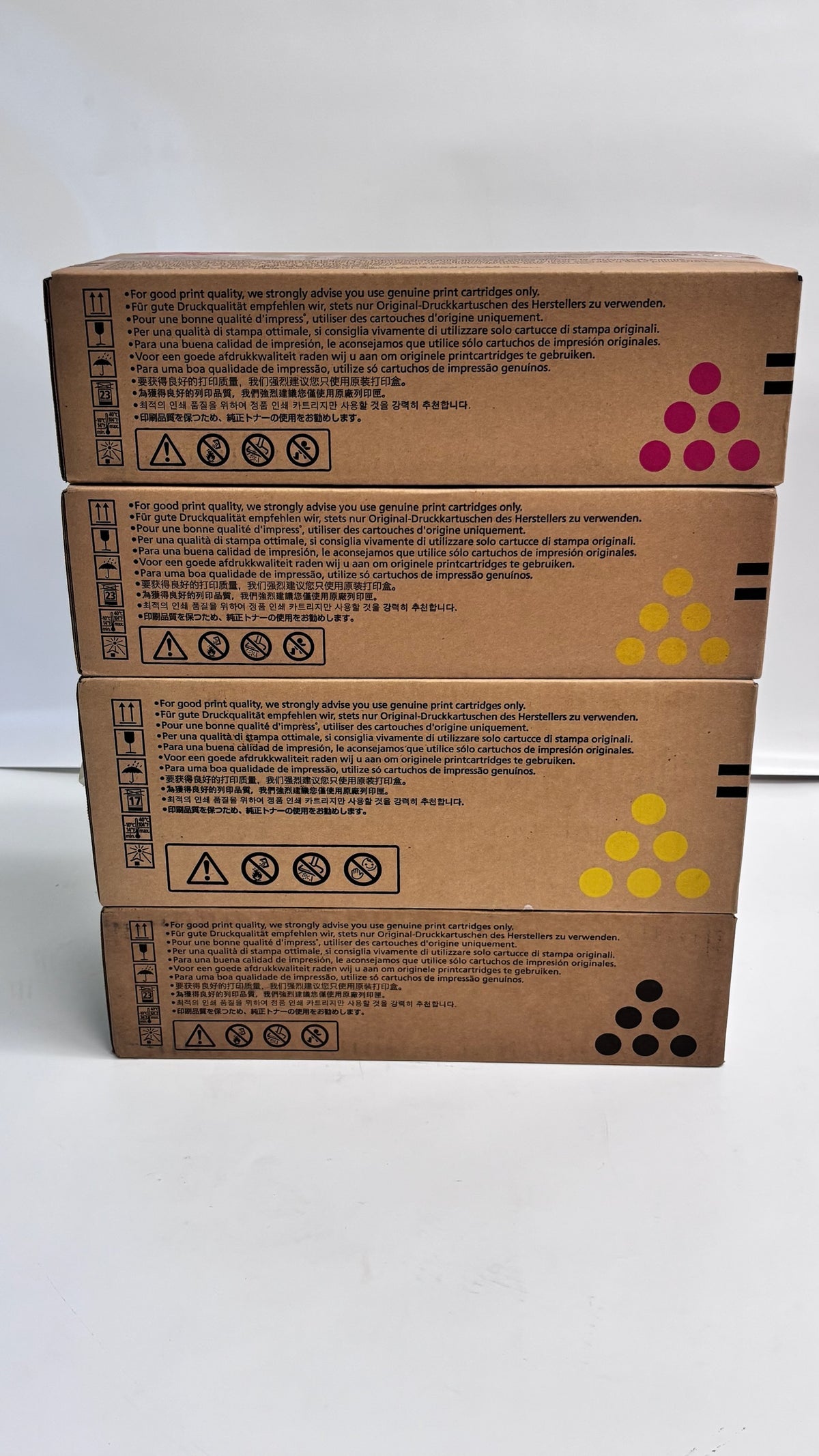 4 Genuine Ricoh SPC252DN, SPC262DNw, SPC262SFNw MYYK Toners 407653,407655,407656