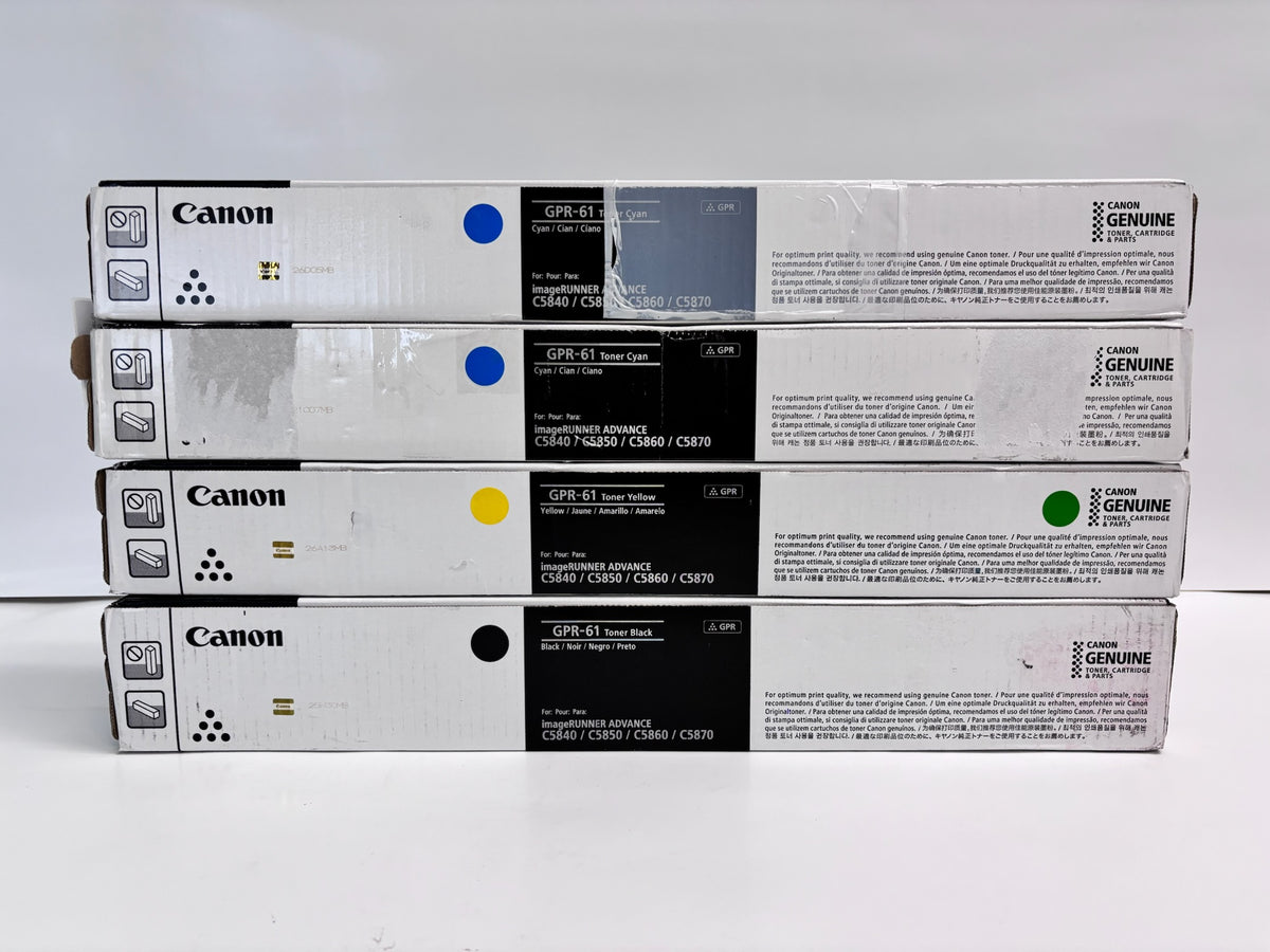 4 Genuine Canon iR Adv C5840i,C5850i Cyan, Yellow & Black Toner GPR-61 CCYK (Bad Box)