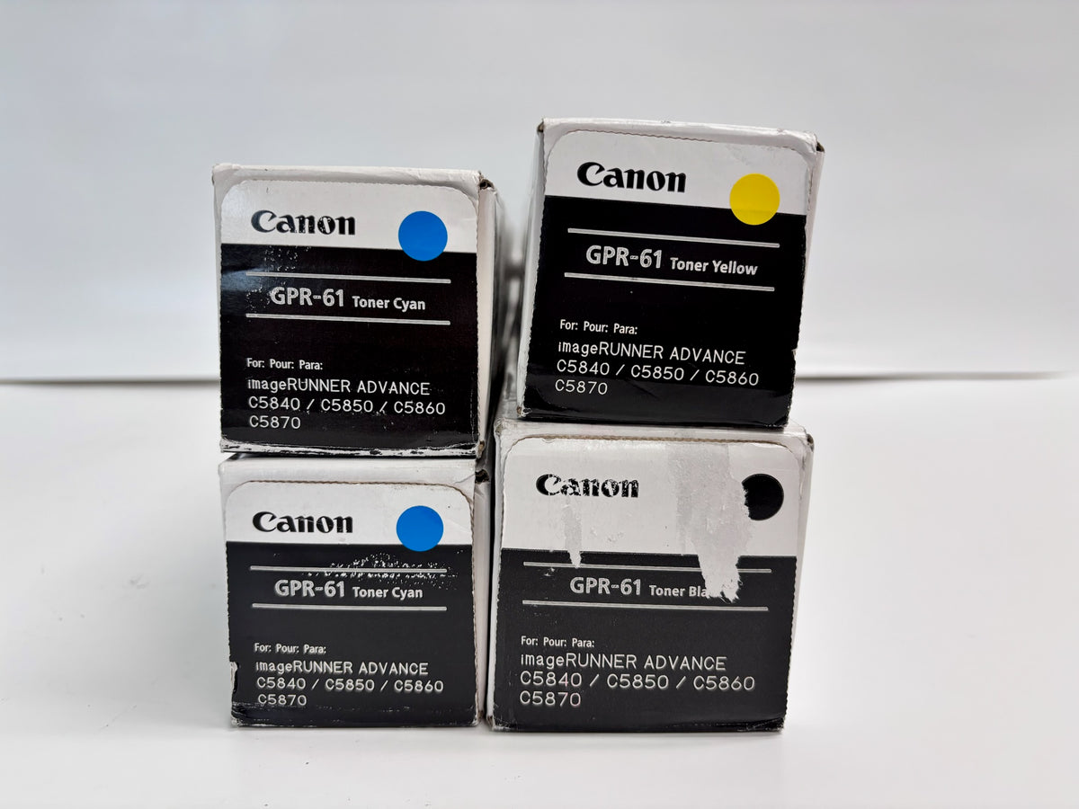 4 Genuine Canon iR Adv C5840i,C5850i Cyan, Yellow & Black Toner GPR-61 CCYK (Bad Box)