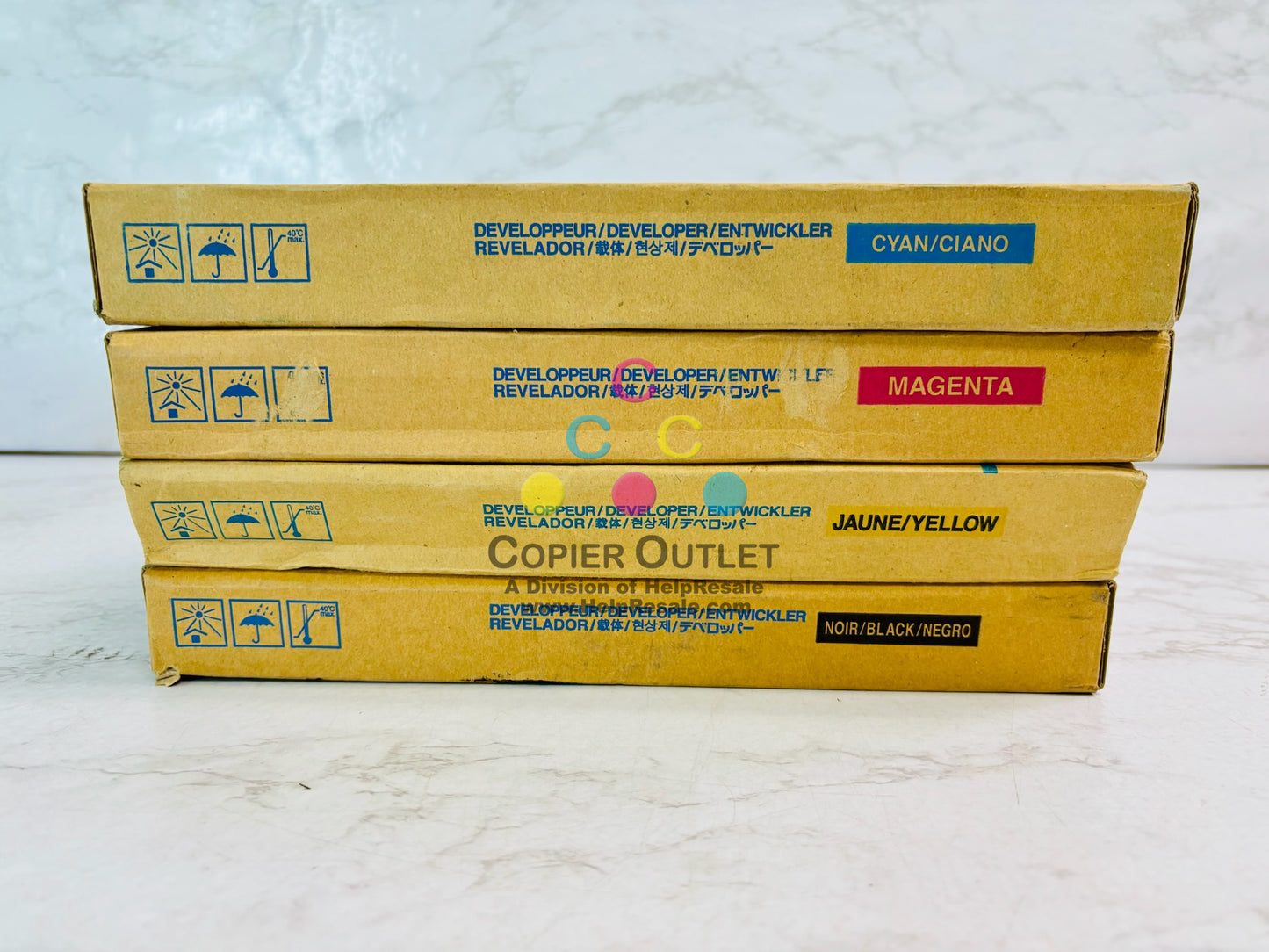 4 Open Genuine Konica Minolta KL5100 Cyan, Magenta, Yellow & Black Developer DV501