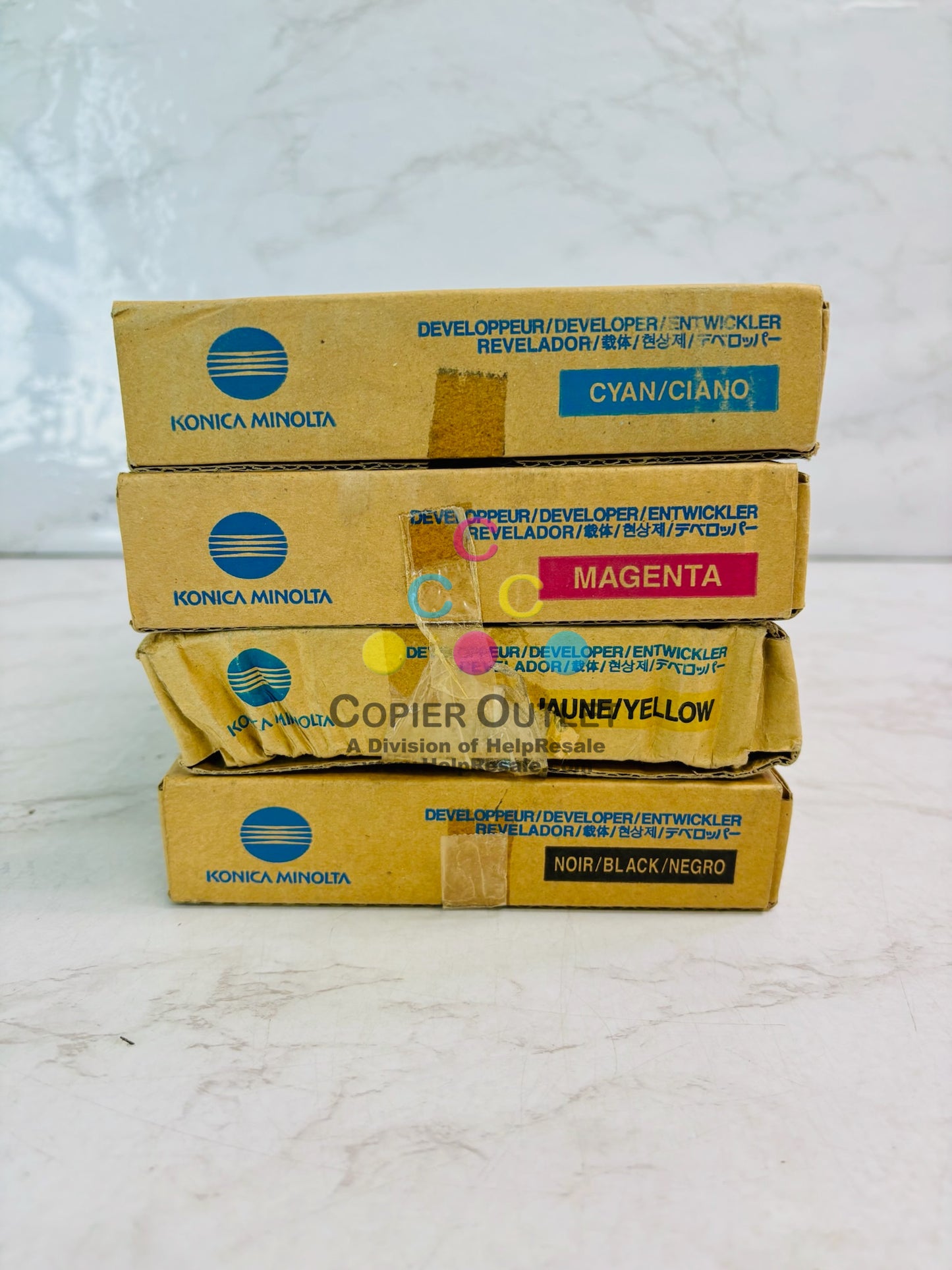 4 Open Genuine Konica Minolta KL5100 Cyan, Magenta, Yellow & Black Developer DV501