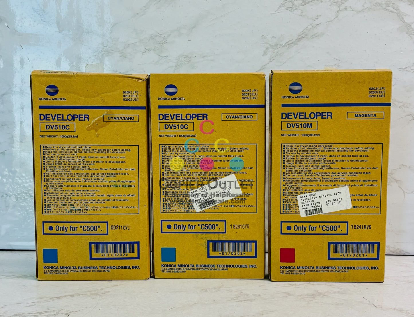 3 Open Genuine Konica BizHub Pro 500 Cyan & Magenta Developer DV510 CCM