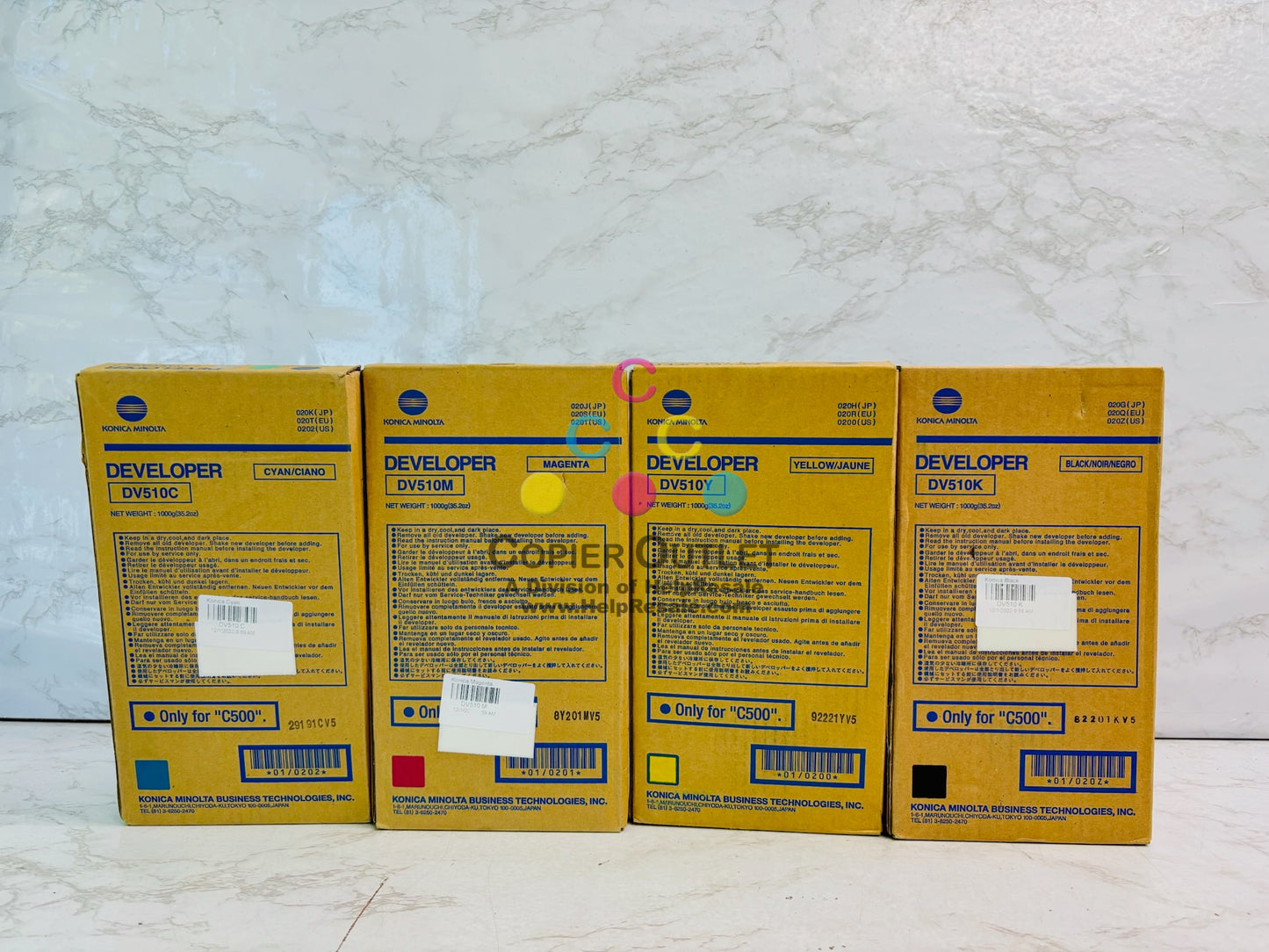 4 Open Genuine Konica BH Pro 500 Cyan,Magenta, Yellow & Black Developer DV510