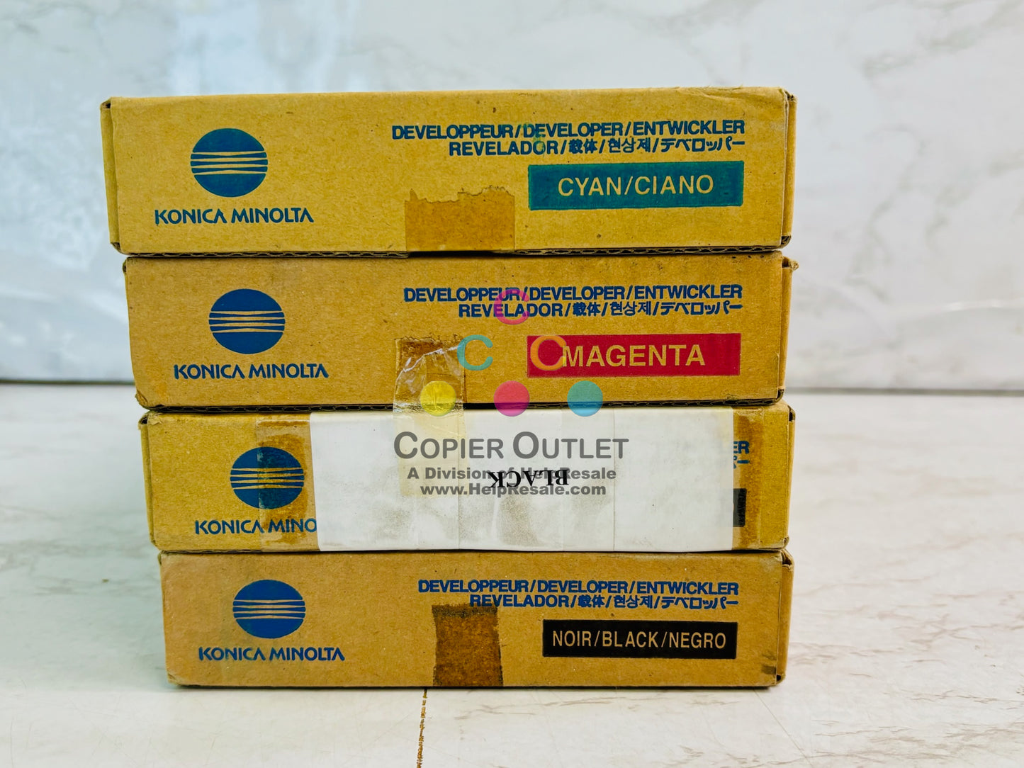 4 Genuine Konica Minolta KL5100 Cyan, Magenta & Black Developer DV501