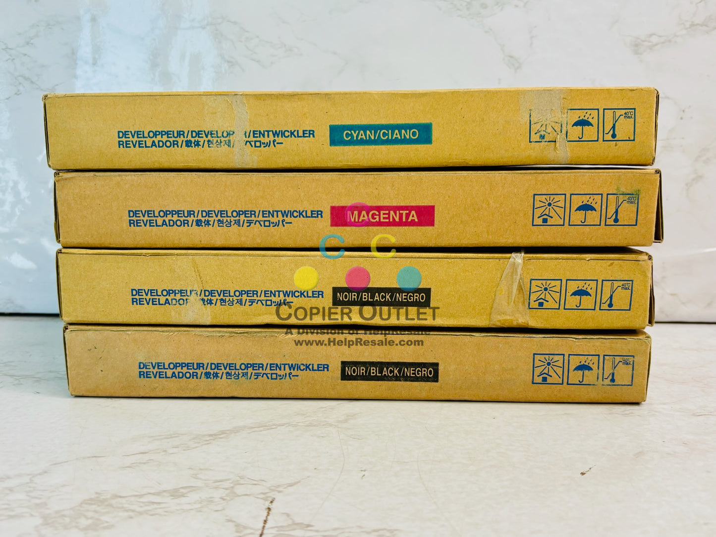 4 Genuine Konica Minolta KL5100 Cyan, Magenta & Black Developer DV501