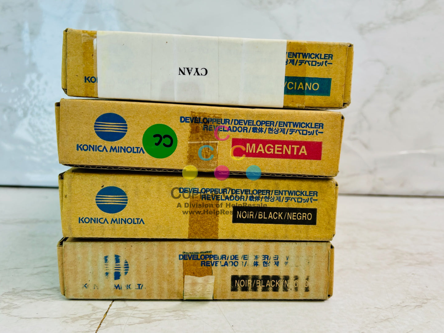 4 Genuine Konica Minolta KL5100 Cyan, Magenta & Black Developer DV501