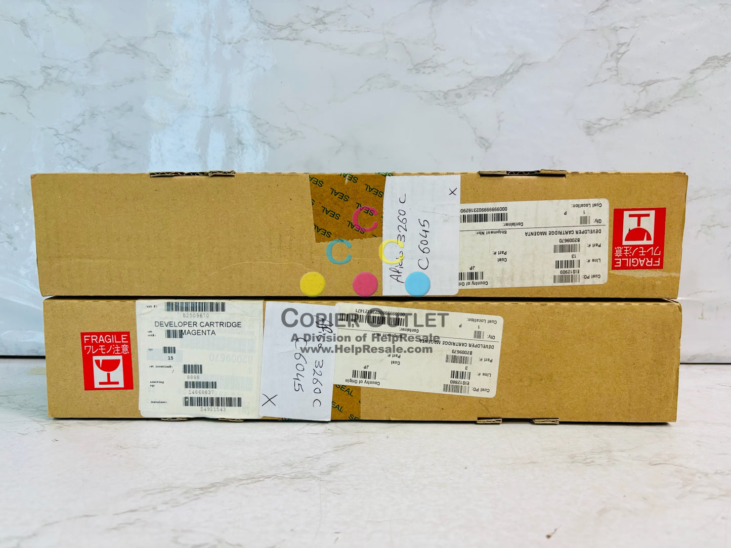 2 Genuine Ricoh AFICIO 3260C, 5560C  Magenta Developer B200-9670, B2009670