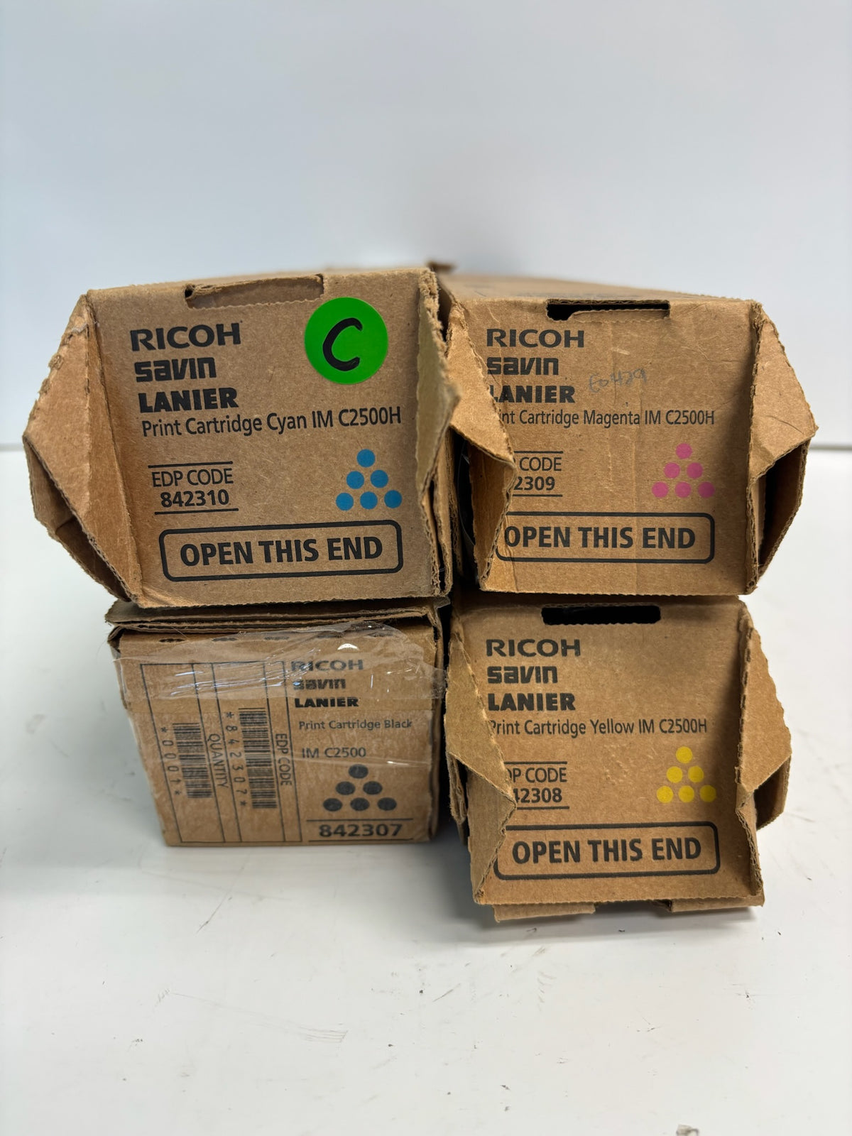 4 Genuine Ricoh IM C2500H,IM C2000 CMYK Toners 842307,842308,842309,842310 (Bad Box)