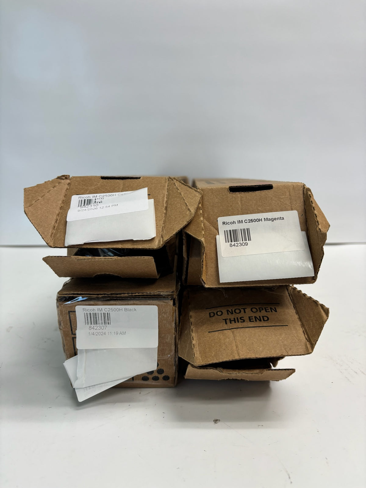 4 Genuine Ricoh IM C2500H,IM C2000 CMYK Toners 842307,842308,842309,842310 (Bad Box)