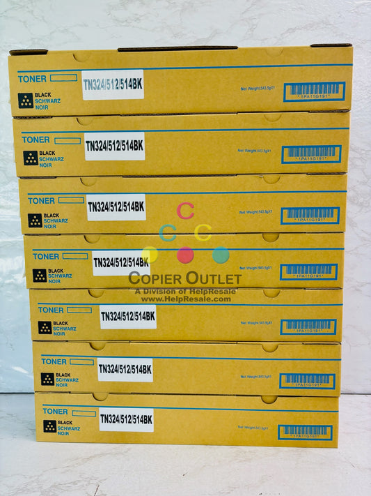 7 Unbranded BizHub C258 C308 Black Toner TN324/ TN512/ TN514