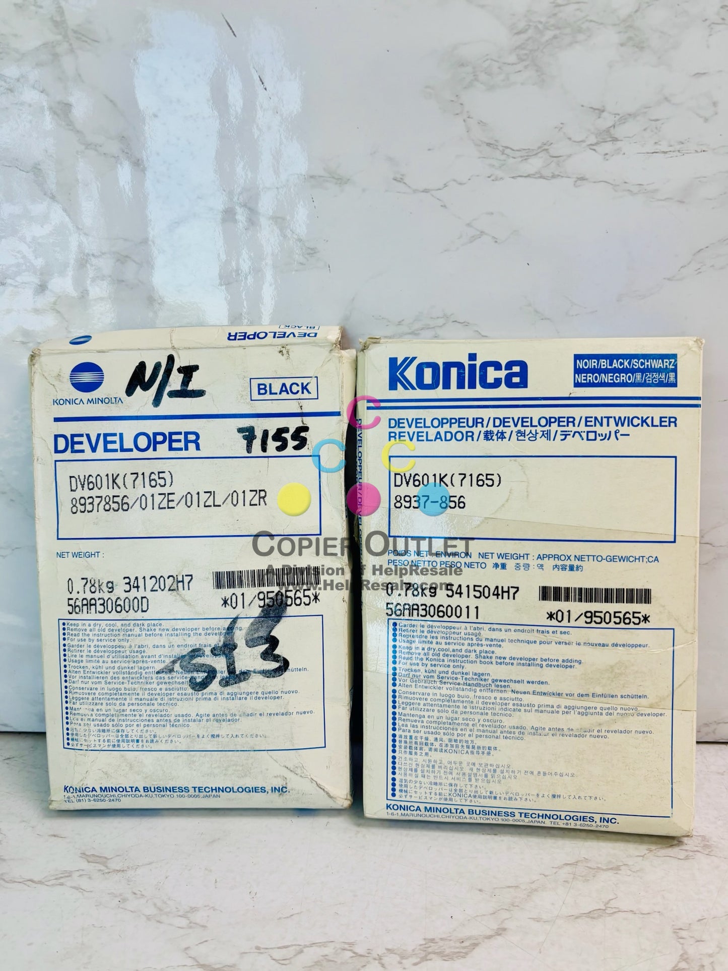 2 Open Genuine Konica 7155, 7165 Black Developer DV601 (7165),8937856,56AA30600D