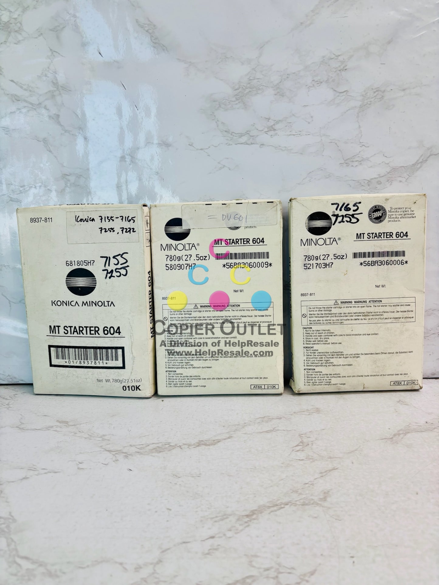 3 Genuine Konica Minolta DI 650, 7210 Black Starter MT 604 Developer, 8937-811