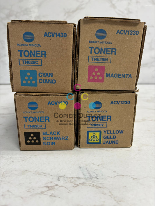 4 Genuine Konica Bizhub C450i,C550i,C650i TN626 CMYK Toners