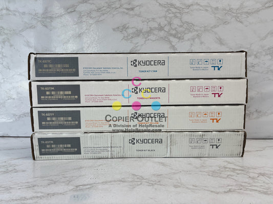 4 Genuine Kyocera TASKalfa 3554ci Cyan, Mag, Yellow & Black Toners TK-8377 CMYK