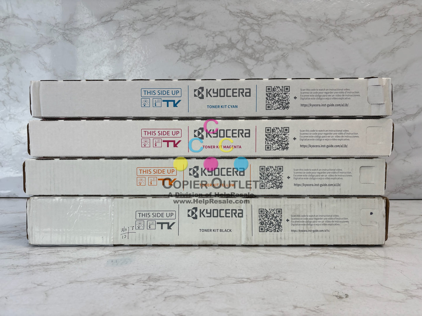 4 Genuine Kyocera TASKalfa 3554ci Cyan, Mag, Yellow & Black Toners TK-8377 CMYK