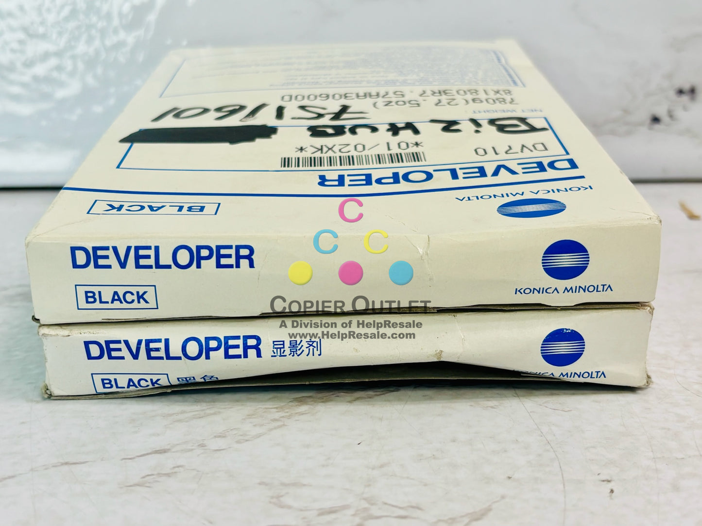 2 Open Genuine Konica Minolta Bizhub 600, 601 Black Developer DV710, 57AA306000