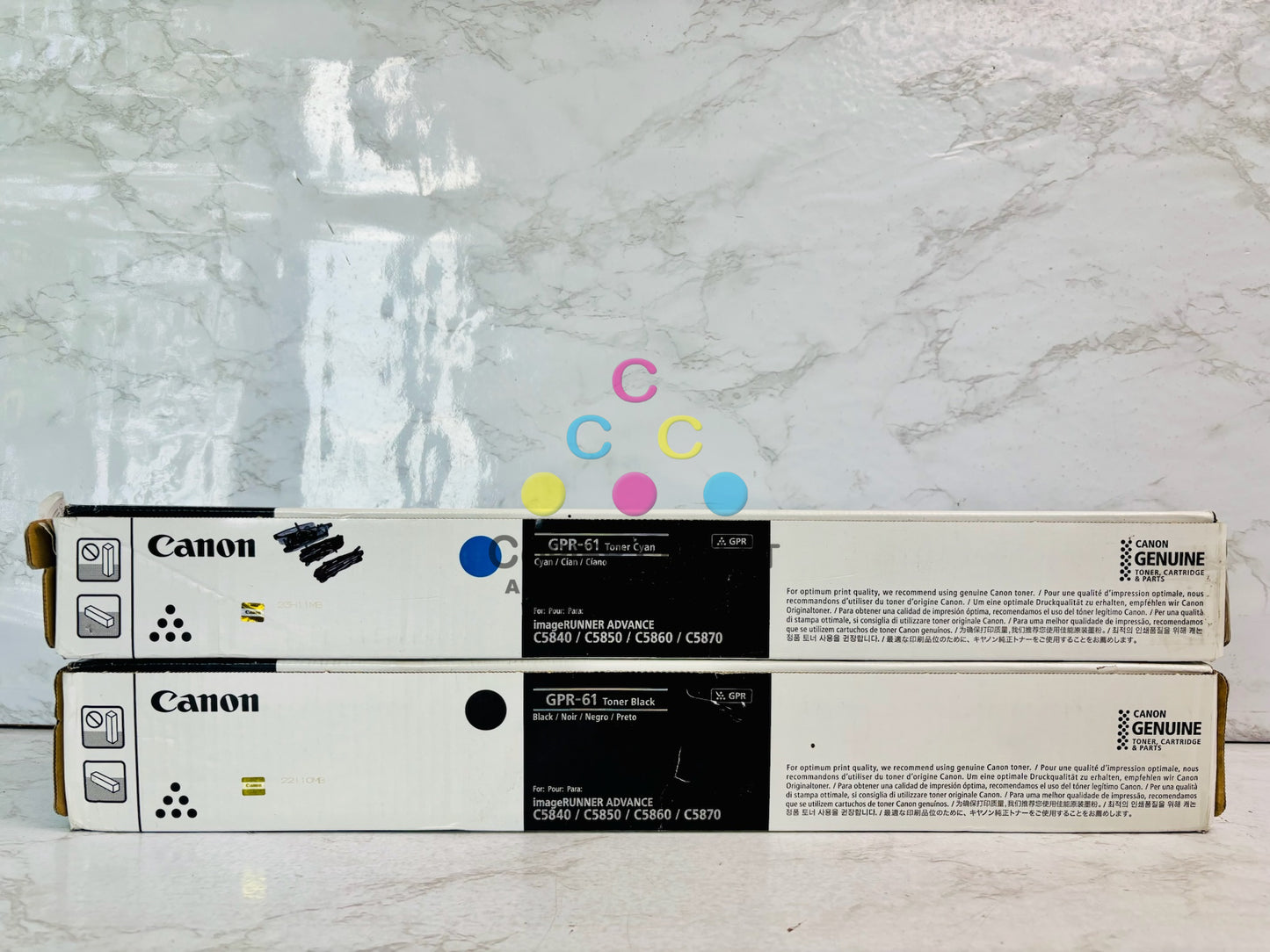 2 Open Genuine Canon iR Advance C5840i, C5850i Cyan & Black Toner GPR61, GPR-61