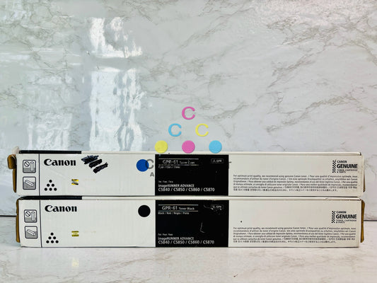 2 Open Genuine Canon iR Advance C5840i, C5850i Cyan & Black Toner GPR61, GPR-61