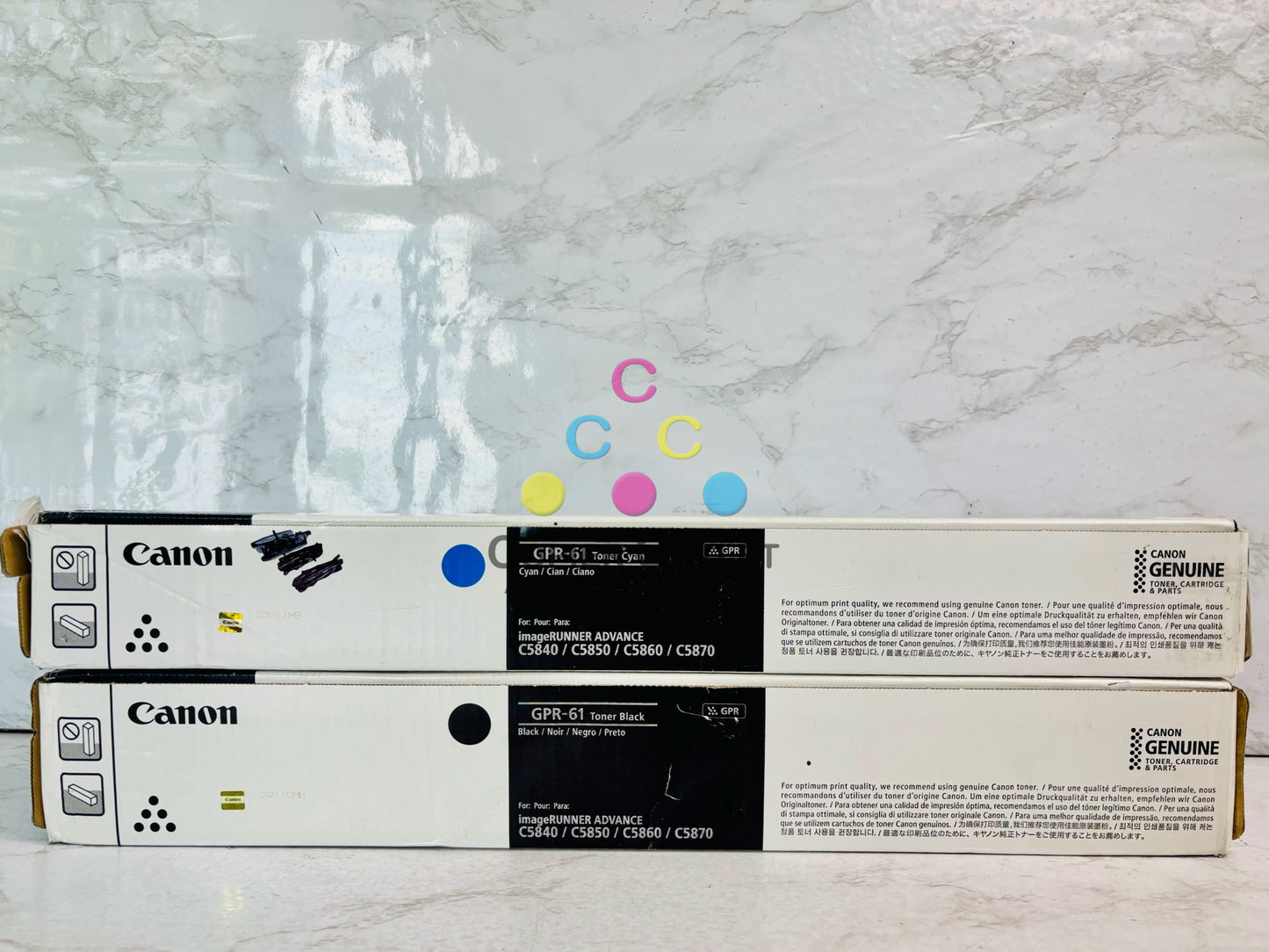 2 Open Genuine Canon iR Advance C5840i, C5850i Cyan & Black Toner GPR61, GPR-61