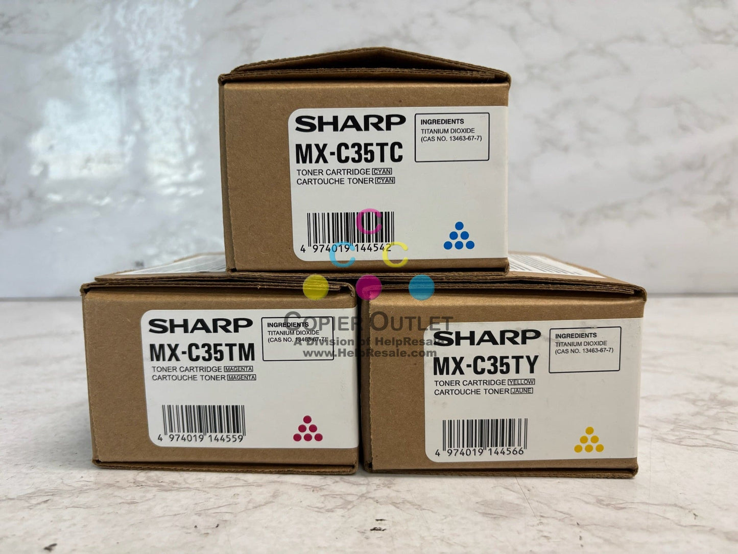 3 New Genuine Sharp MX-C357F,MX-C407P MX-C35T CMY Toners