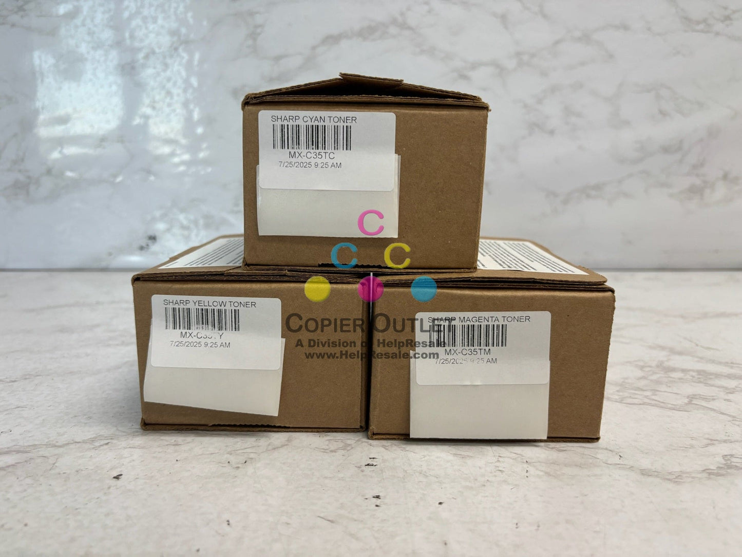 3 New Genuine Sharp MX-C357F,MX-C407P MX-C35T CMY Toners