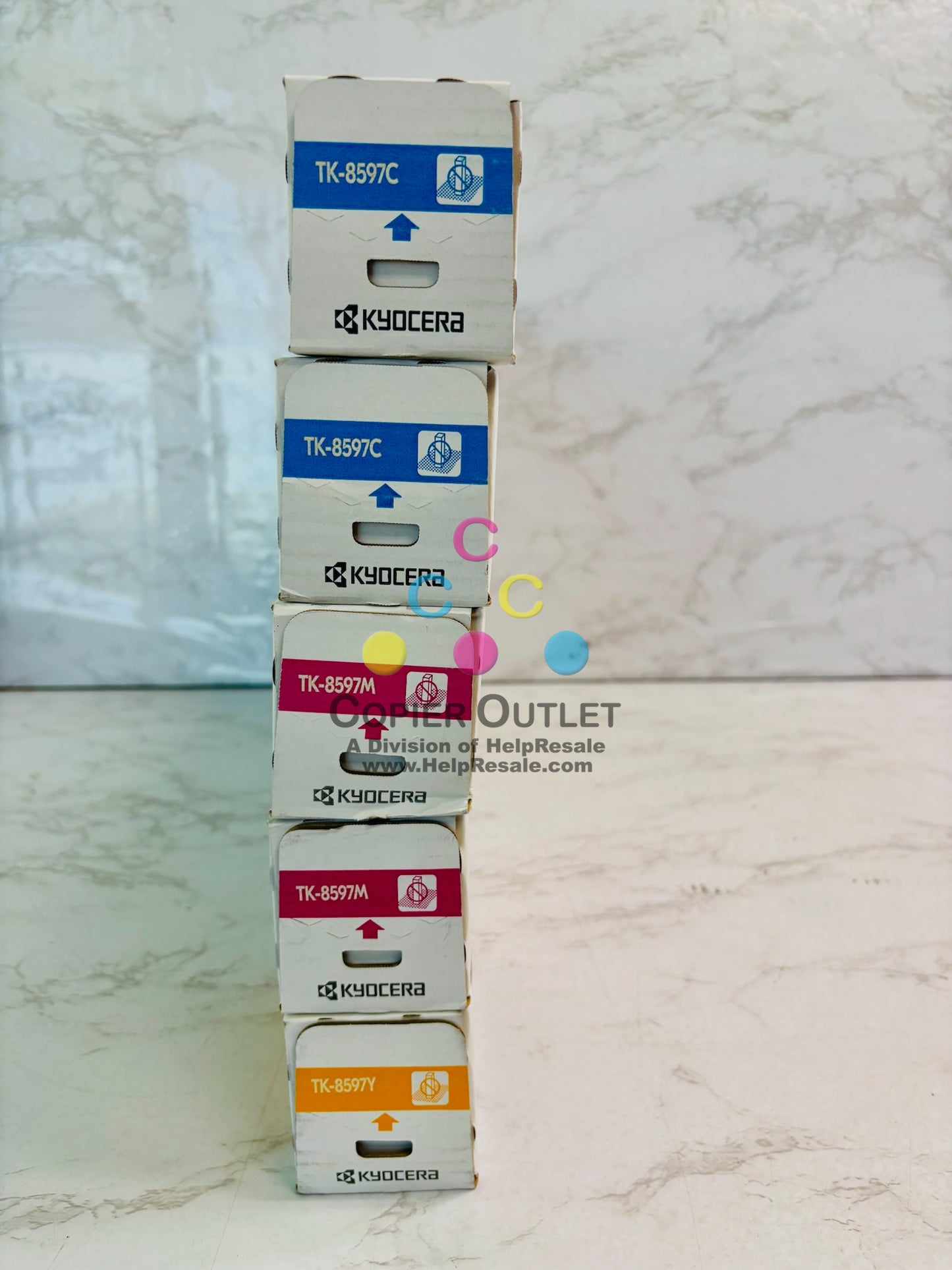 5 Genuine Kyocera TASKalfa MZ4001ci Cyan, Magenta & Yellow Toner TK-8597 CCMMY
