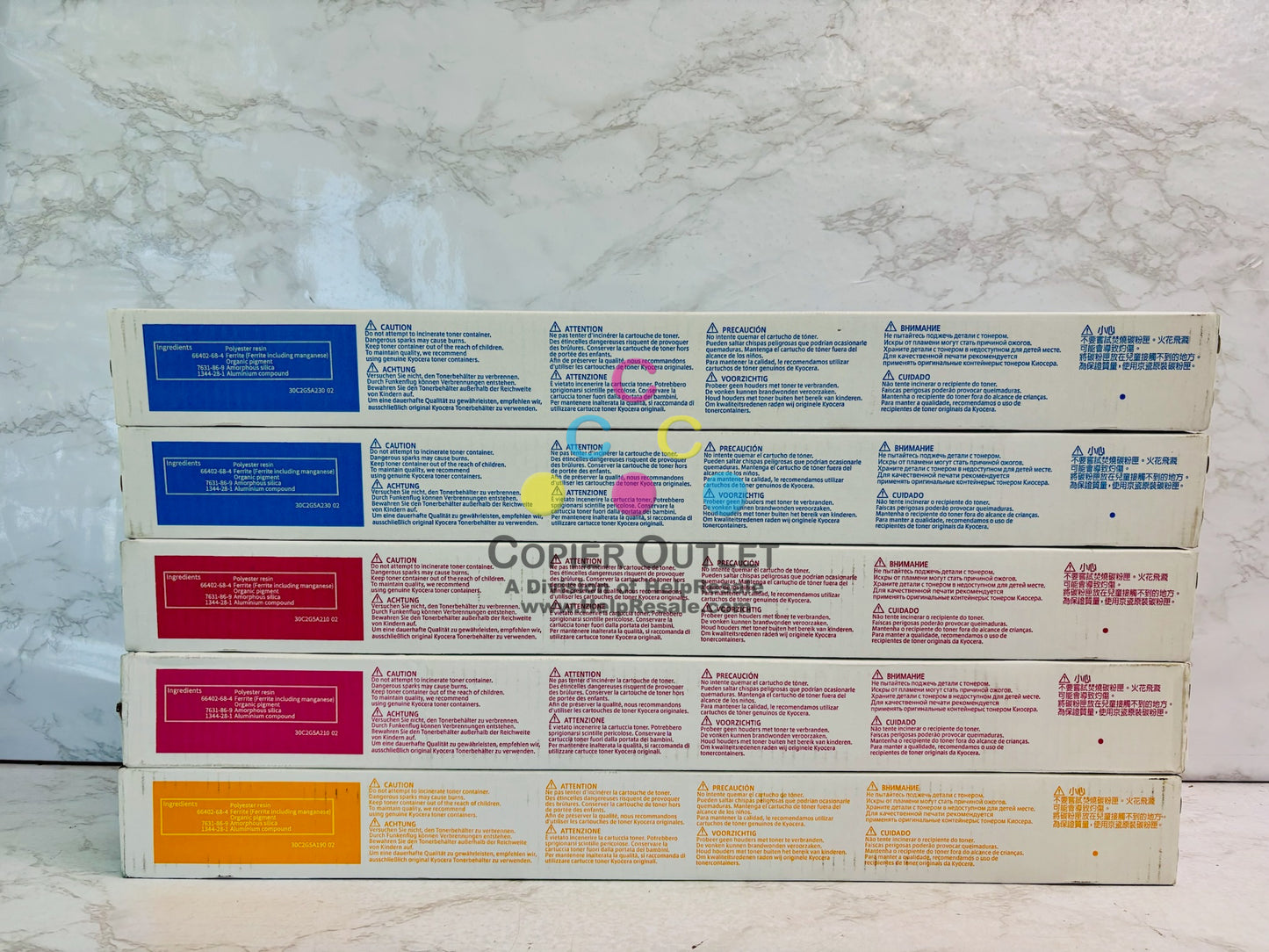 5 Genuine Kyocera TASKalfa MZ4001ci Cyan, Magenta & Yellow Toner TK-8597 CCMMY