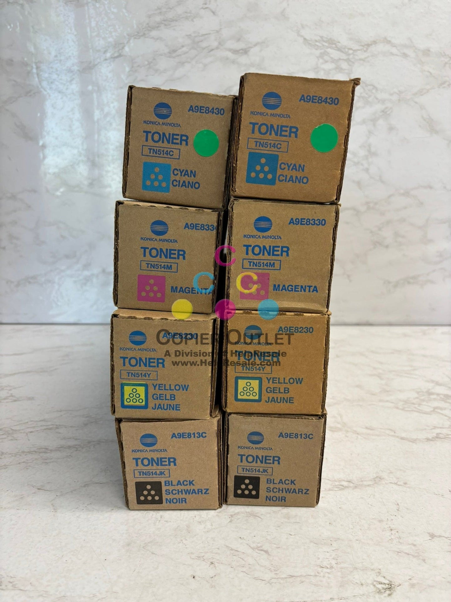 2 Genuine Konica Minolta TN514 CMYK Toner Cartridge Sets BizHub C458 C558 C658!