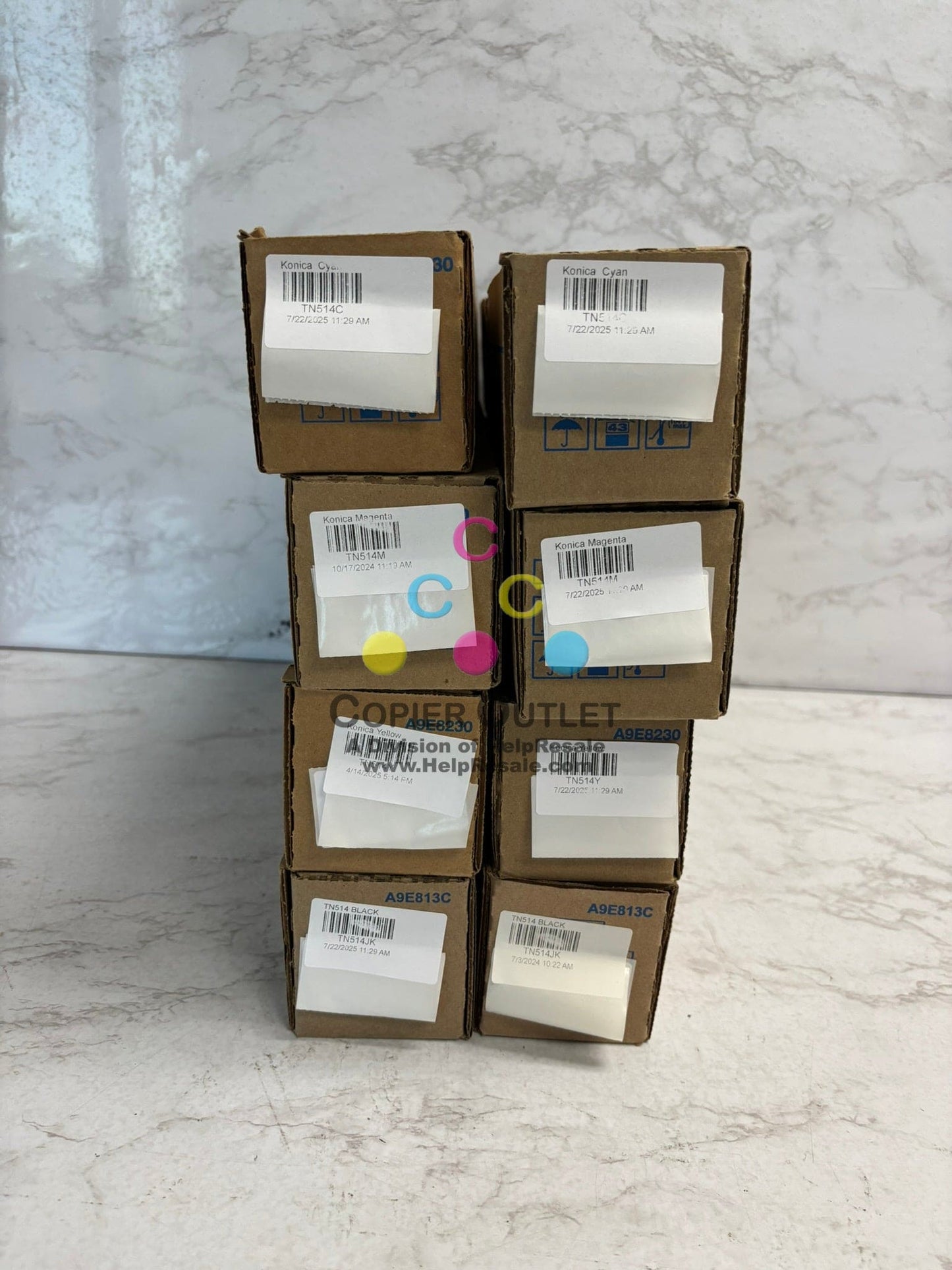 2 Genuine Konica Minolta TN514 CMYK Toner Cartridge Sets BizHub C458 C558 C658!