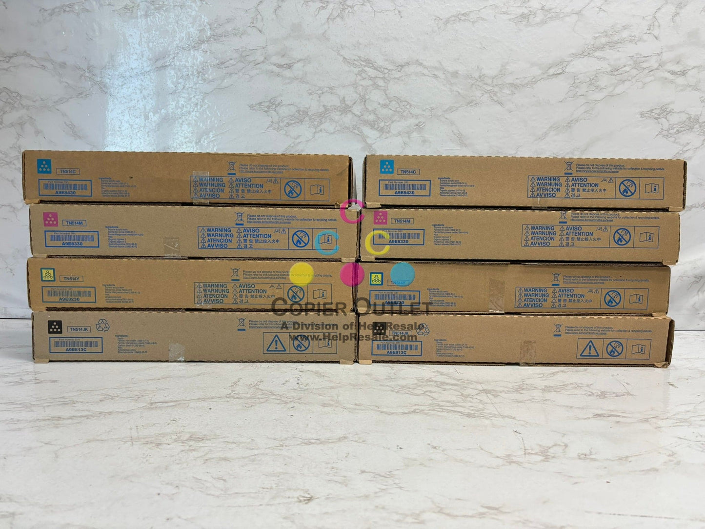 2 Genuine Konica Minolta TN514 CMYK Toner Cartridge Sets BizHub C458 C558 C658!