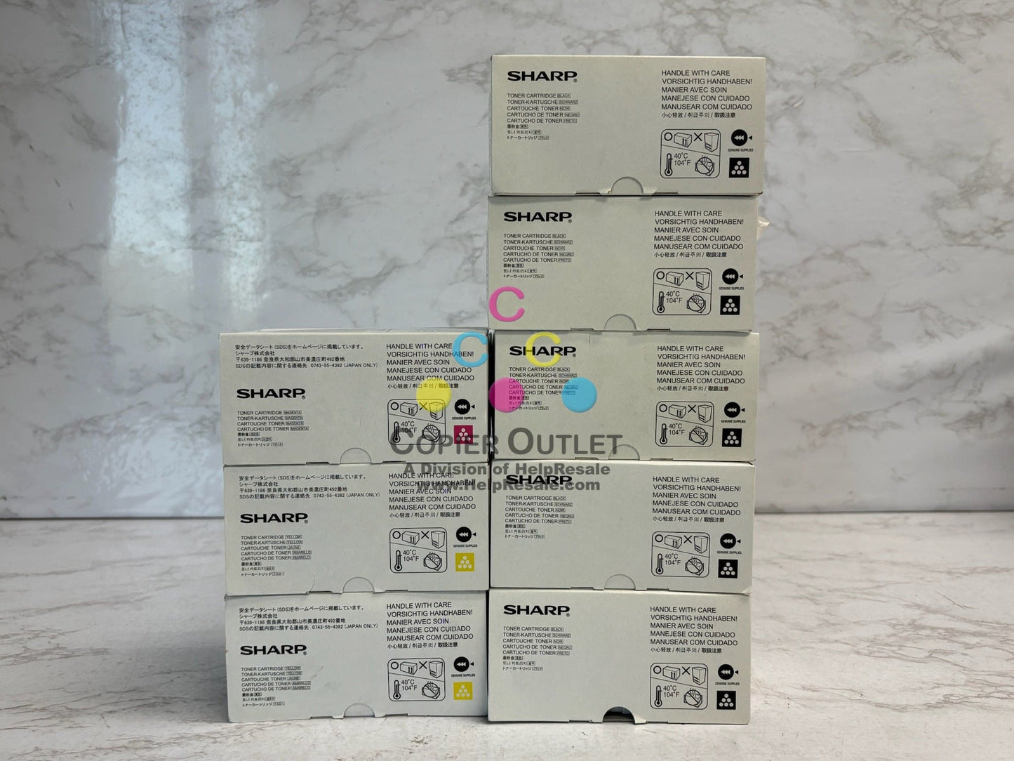 8 New OEM Sharp MX-C250,MX-C300P, MX-C304W Toners MX-C30NT MYYKKKKK Toners