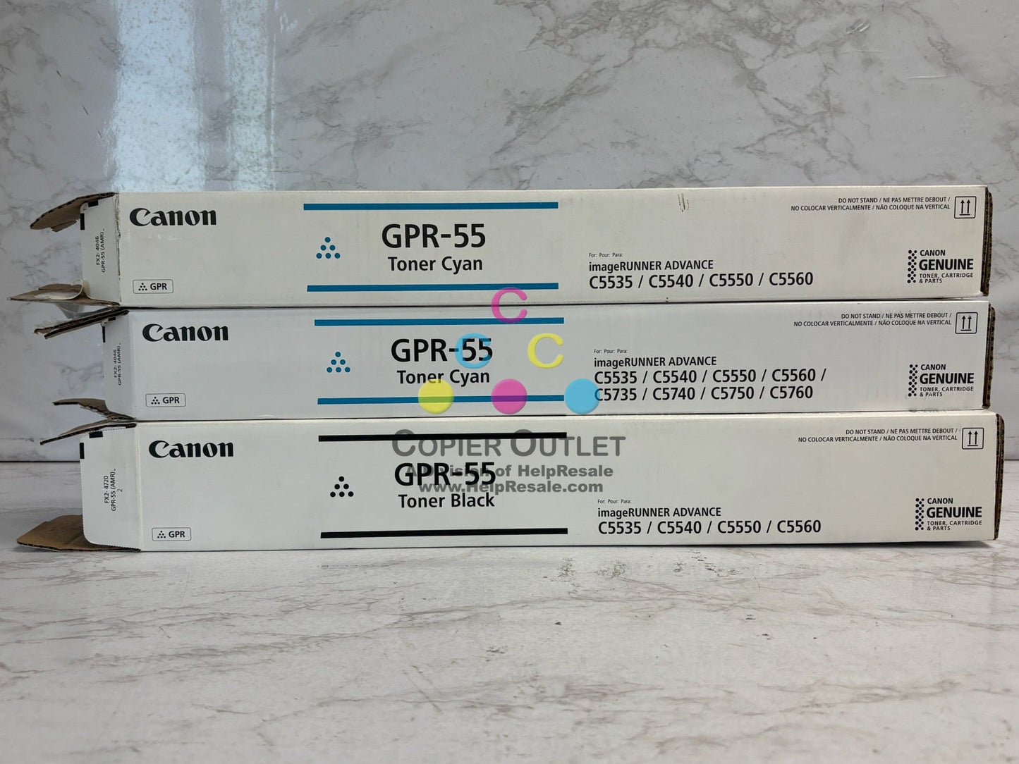3 Open OEM Canon iRADV C5535,C5540,C5550,C5560,C5750 GPR-55, GPR55 CCK Toners