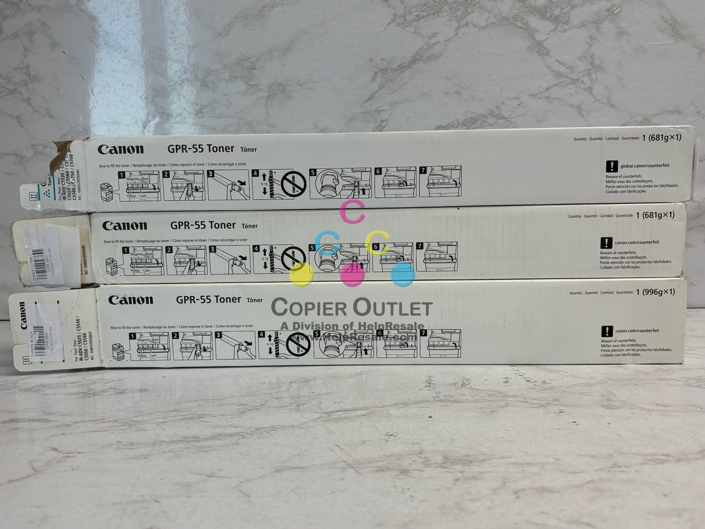 3 Open OEM Canon iRADV C5535,C5540,C5550,C5560,C5750 GPR-55, GPR55 CCK Toners