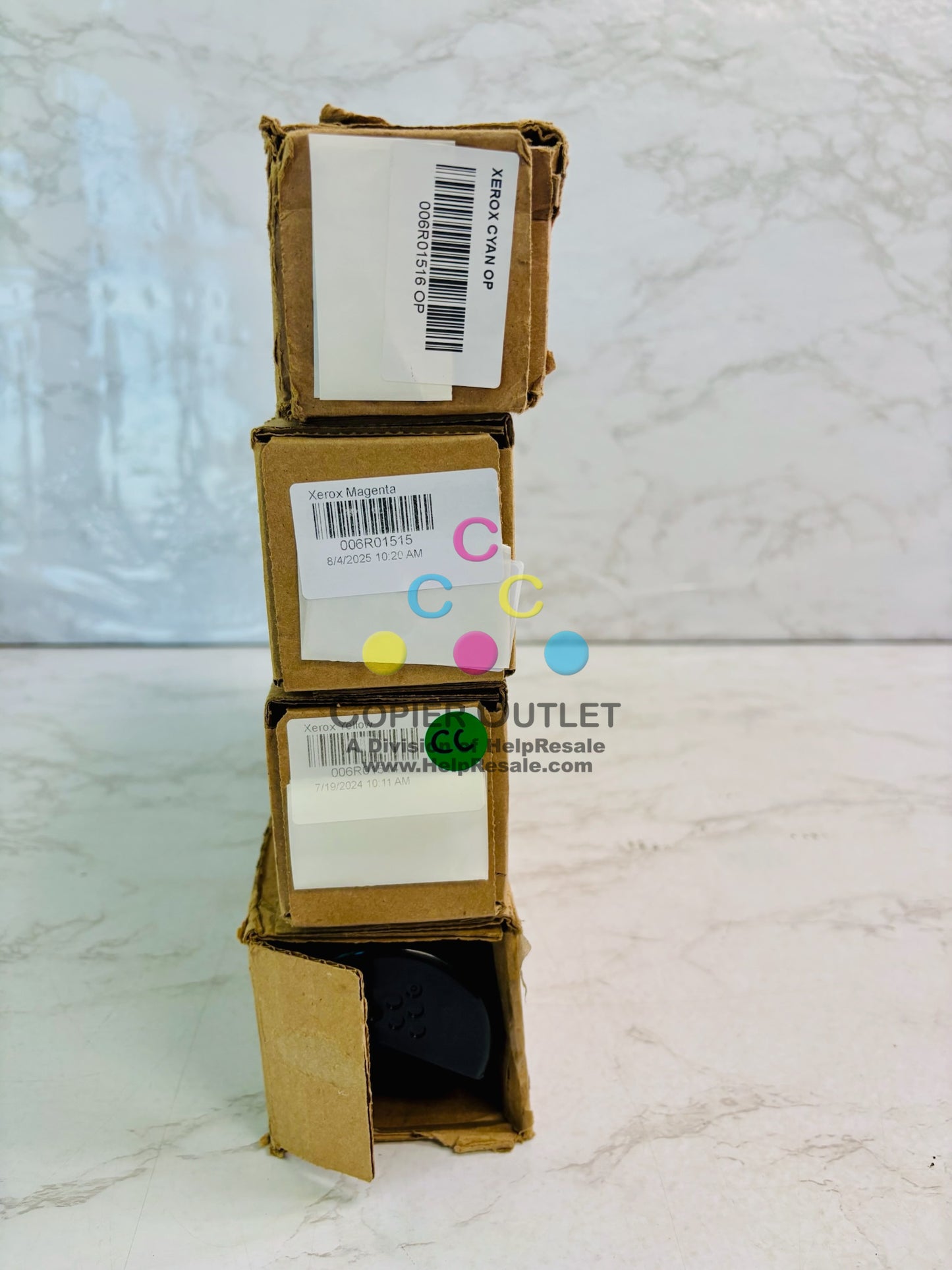 4 Open OEM Xerox WC7525,7545 Cyan, Magenta, Yellow & Black Toner 006R01513,14,15,16